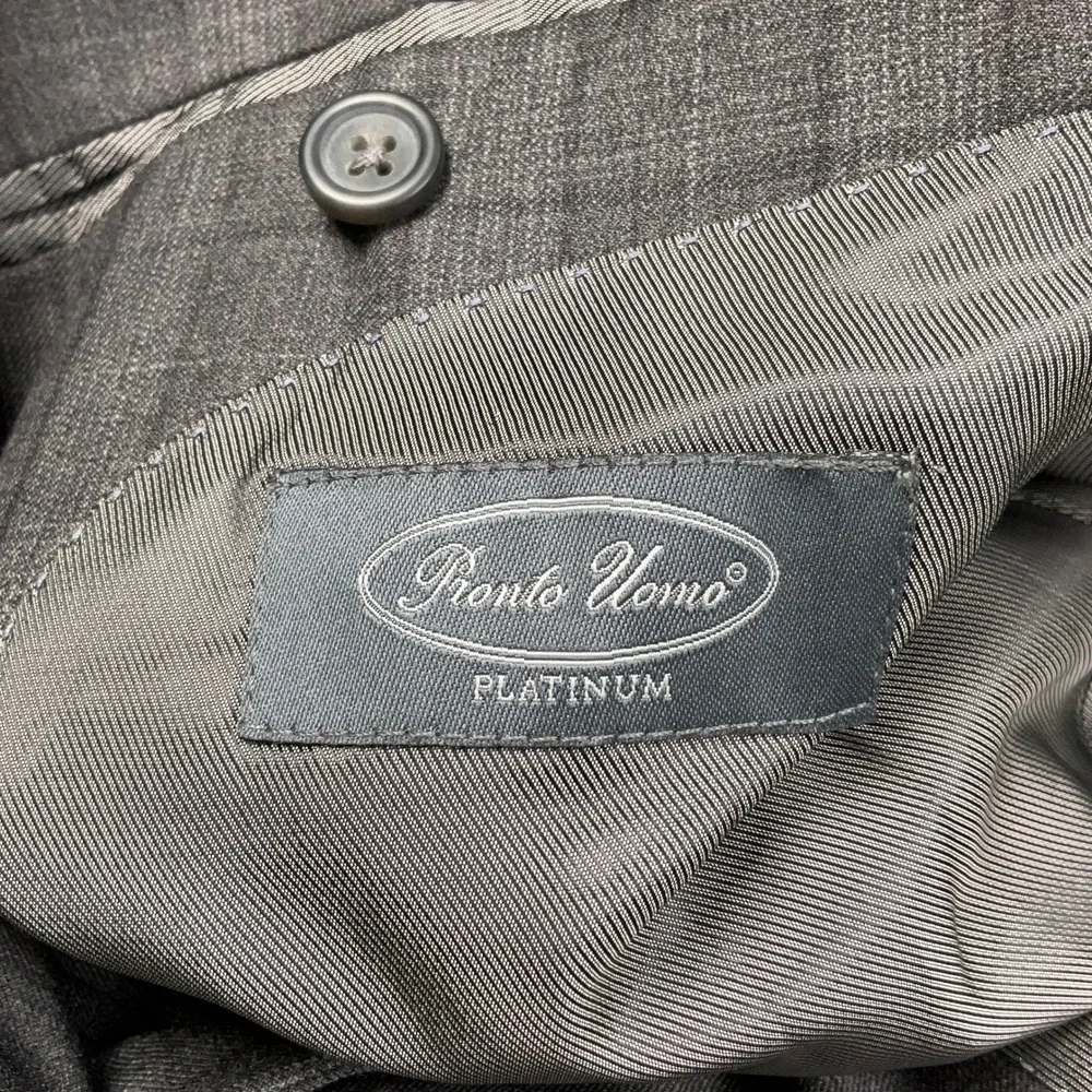 Pronto Uomo Platinum Suit Men 50R Gray Plaid 2 Button Wool Sport‎ Jacket